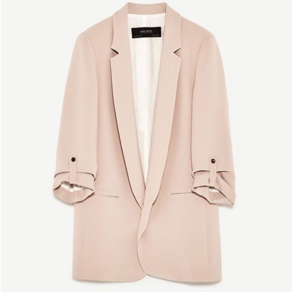 Zara Long Blazer in Light Pink size L